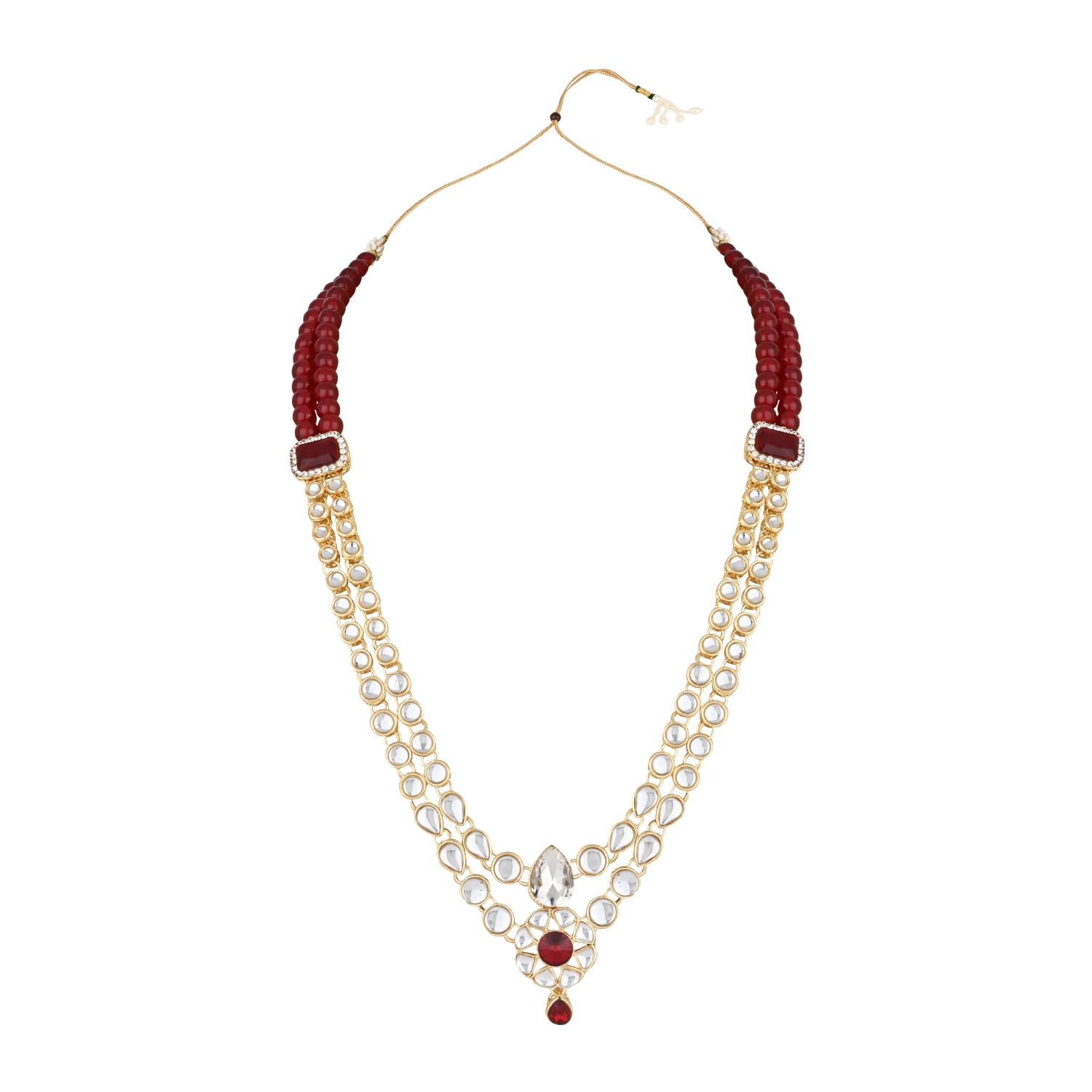 2 Layered Traditional Gold Plated Kundan Studded Moti Mala Maharaja Haar/Groom Long Necklace For Men (MLP48)-image-49