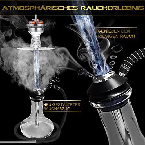 DFESKAH Shisha Set Edelstahl - Hookah Komplettset 60cm Wasserpfeife | Epoxidharz Rauchsäule | Silikonschlauch… – Bild 4