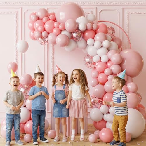 Image of Pink and White Balloons Arch Kit,130pcs Pink Balloons Garland