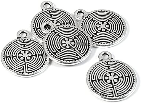 Silver Labyrinth Charms, TierraCast Double-Sided Pewter Maze 5/Pkg