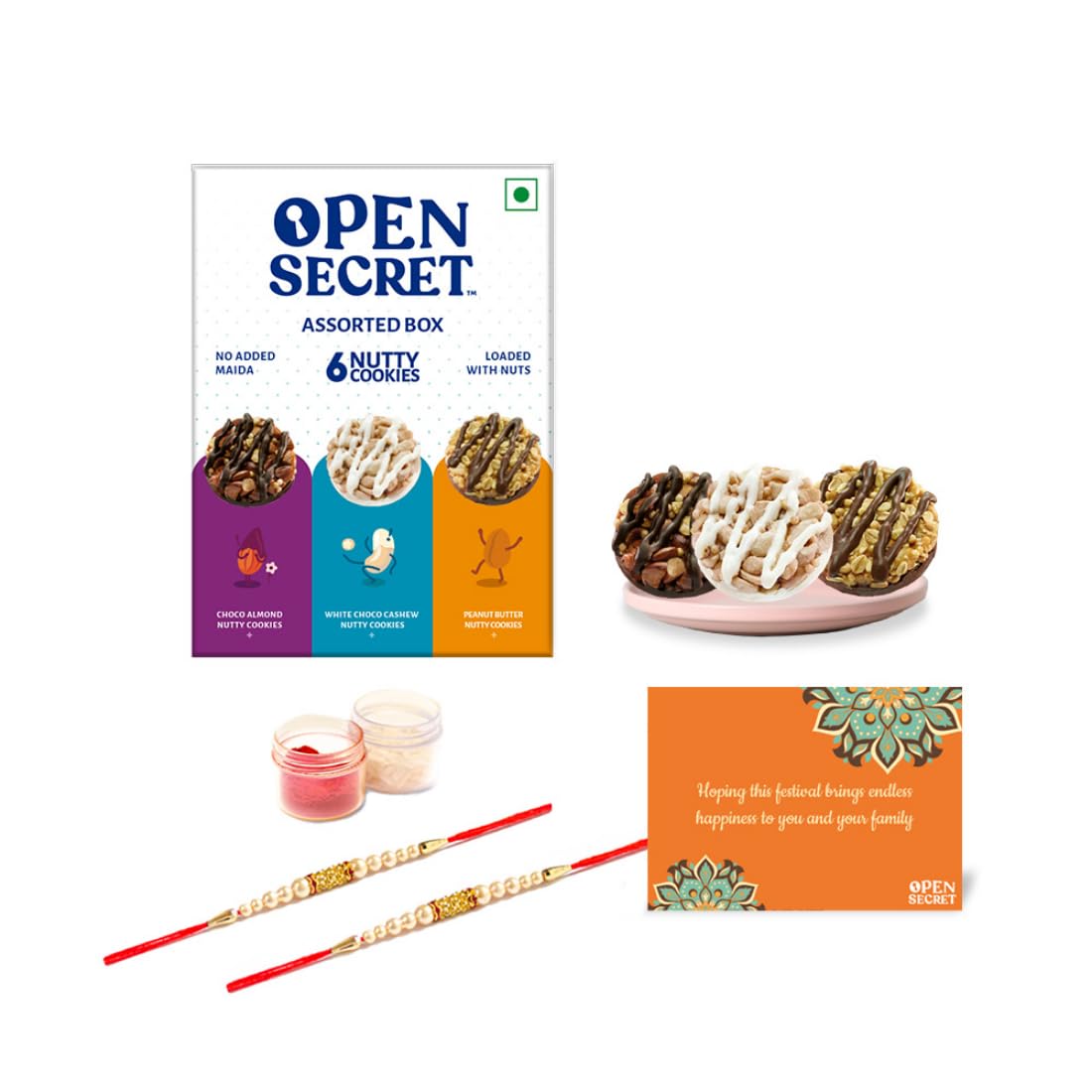 Open Secret Bhai Dooj Gift Set for Brother | Combo of 4 | Bhai Dooj Tikka for Brother, Cookies Gift Hamper, Bhai Dooj Gift for Sister, Bhaidooj Gift for Brother with Thread, Festive Card & Roli Chawal (B0C9J15B43) Amazon Price History, Amazon Price Tracker