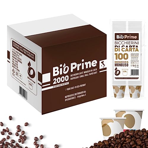 2000 Bicchierini Caffè Carta 65ml Monouso - Bicchieri Caffè Carta Biodegradabili - Bicchierini da Caffè usa e getta Ecosostenibili