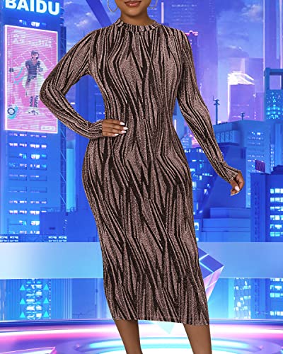Image of Women's Sexy Long Sleeve Sparkly Maxi Dress V Neck High Slit Wrap Formal Gown Cocktail Glitter Maxi Long Dresses