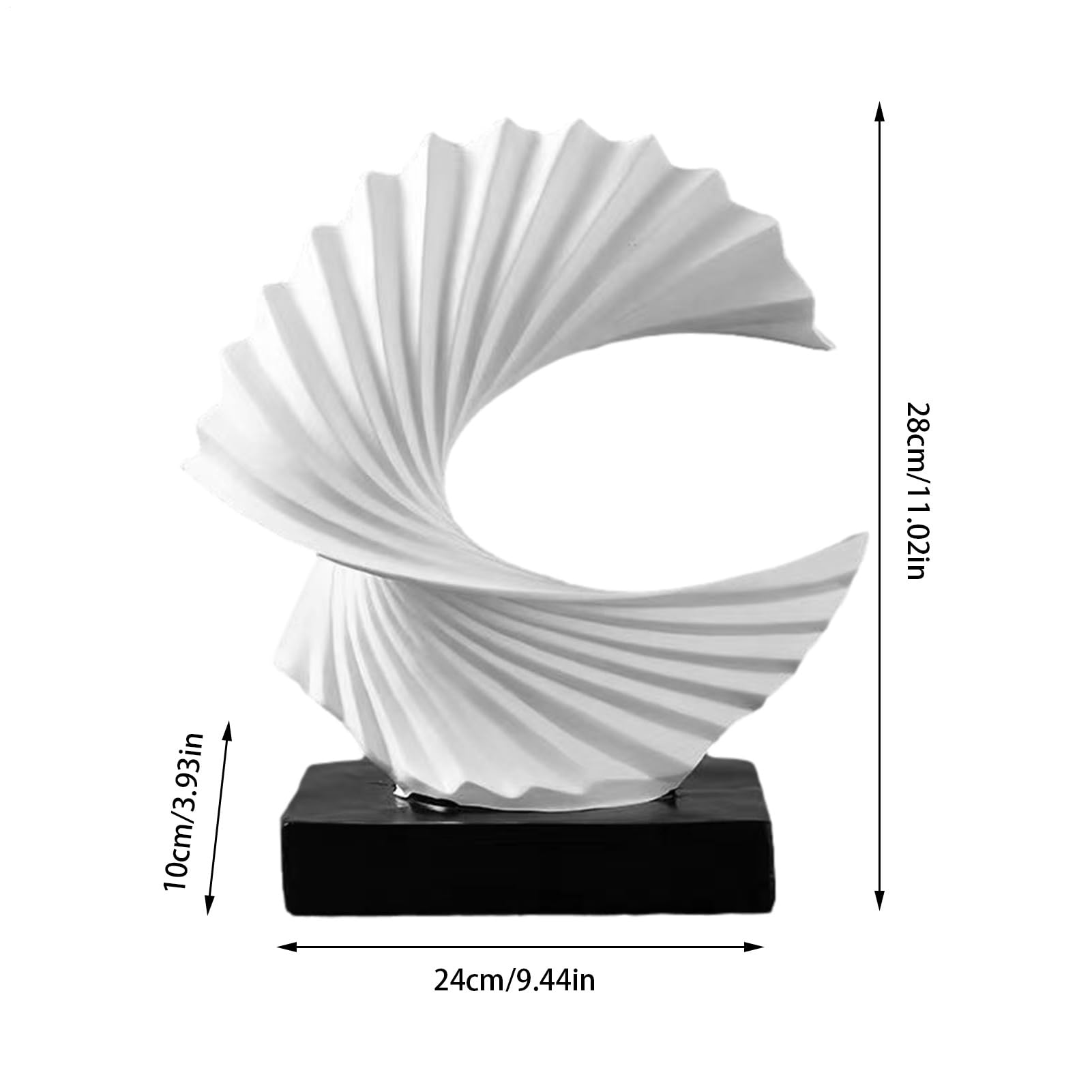 Statue "Meereswelle" – abstrakte Figur aus Gold 24 x 10 x 28 cm, Dekoration aus weißem Harz, künstlerisches Ornament ' mit glatter und glänzender Oberfläche | Elegantes dekoratives Accessoire für