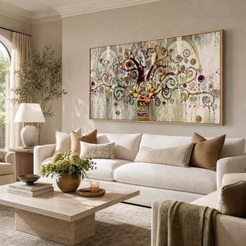 Wall Art Abstract Art Paintings Tree of Life Posters Prints Landscape Picture Colorful Modern Canvas Painting for Living Room Bedroom Office Large Decor 20'x40' with Framed
