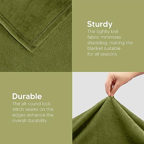 Image of Utopia Bedding Fleece Blanket Twin Size Olive 300GSM Luxury Anti-Static Fuzzy Soft Microfiber Bed Blanket (90x66 Inch)