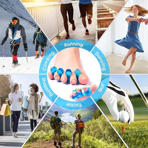 Image of Toe Separator for Feet Toe Spacers Correct Toes Yoga Silicone Hammer Toe Corrector for Women & Men Correct Toe Straighteners for Overlapping Toes (All Finger Toe Separator) (BLUE)
