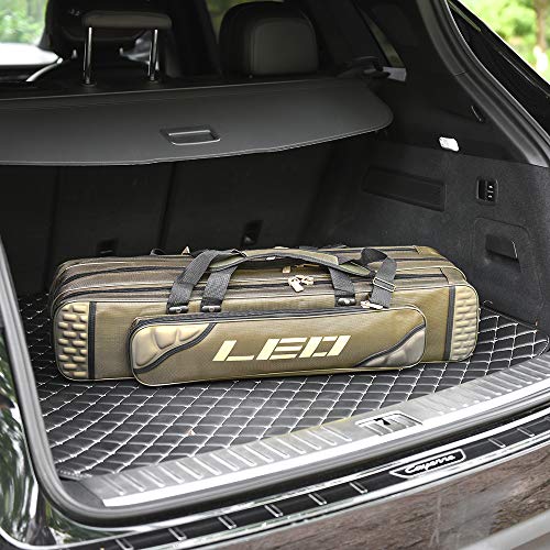 Lixada Fishing Rod Case Potable Canvas Fishing Pole Tools Reel Storage Bag Durable Fishing Gear Tackle Carry Cases 3 Layer, 80Cm/90Cm #TOP5