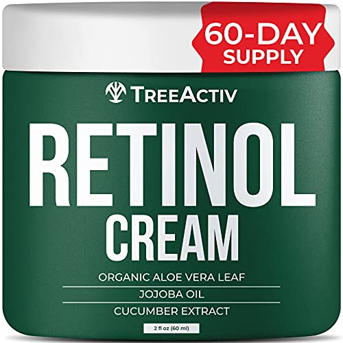 TreeActiv Retinol Cream for Face & Body | Hyaluronic Acid Moisturizer for Wrinkles, Fine Lines, & Blemishes | Anti-Aging, Skin Tightening, & Neck Firming Cream for Adult Men & Women | 60-Day Supply
