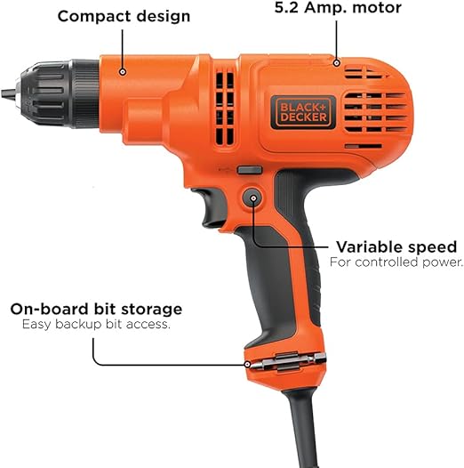 Power, Garden & Hand Tools DIY & Tools Chucks BLACK & DECKER DR260C 5.2A KEYLESS CHUCK DRILL