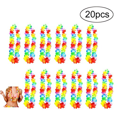 innobase 20 unidades guirnalda hawaiana flores Collar Leis Seda Hawaii para ceremonia de Boda Playa de pared Tema Tropical navidad carnaval Festival suministros Fiesta Party decoración del Partido