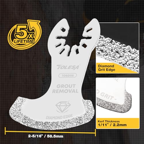 TOLESA Oscillating Multi Tool Swing Diamond Blades, Diamond Oscillating Tool Blade, Mortar Cutting Saw Blades for Grout Removal (TOSD58), 3-Pack 2 TOLESA Oscillating Multi Tool Swing Diamond Blades, Diamond Oscillating Tool Blade, Mortar Cutting Saw Blades for Grout Removal (TOSD58), 3-Pack - Image 2