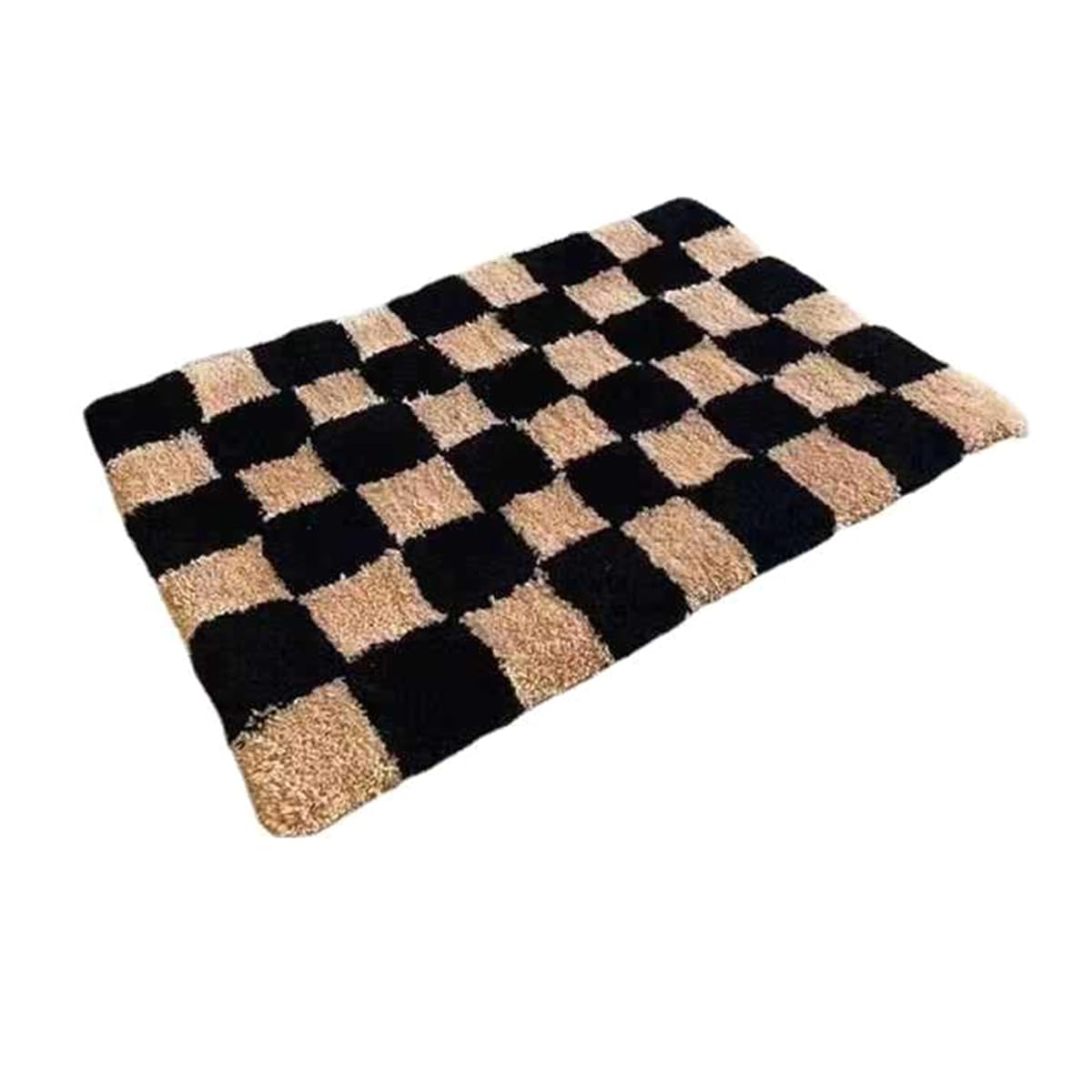 Vjsujehgy Modern Simple Checkerboard Flocking Household Thickened Square Carpet Toilet Bathroom Door Absorbent Dirty Non-Slip