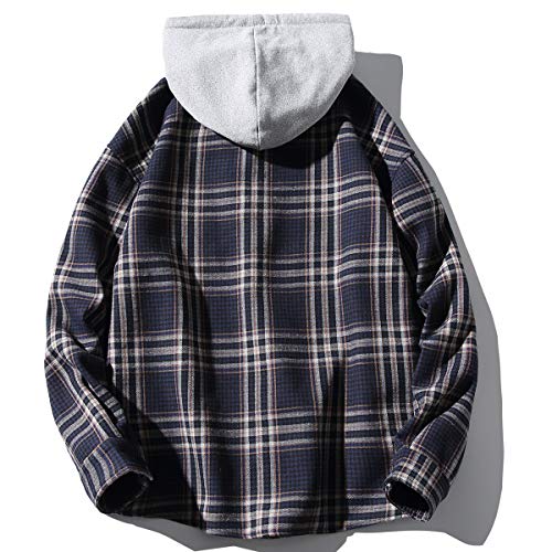 Seidarise Men's Plaid Shirt Hoodie Sweatshirt Flannel Casual Lightweight Full Button up2