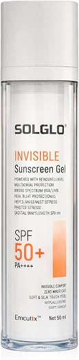 SOL-GLO Invisible Sunscreen Gel SPF 50+ PA++++ | Ultra-Lightweight Matte Finish | Broad Spectrum UVA/UVB Blue Light Protec...