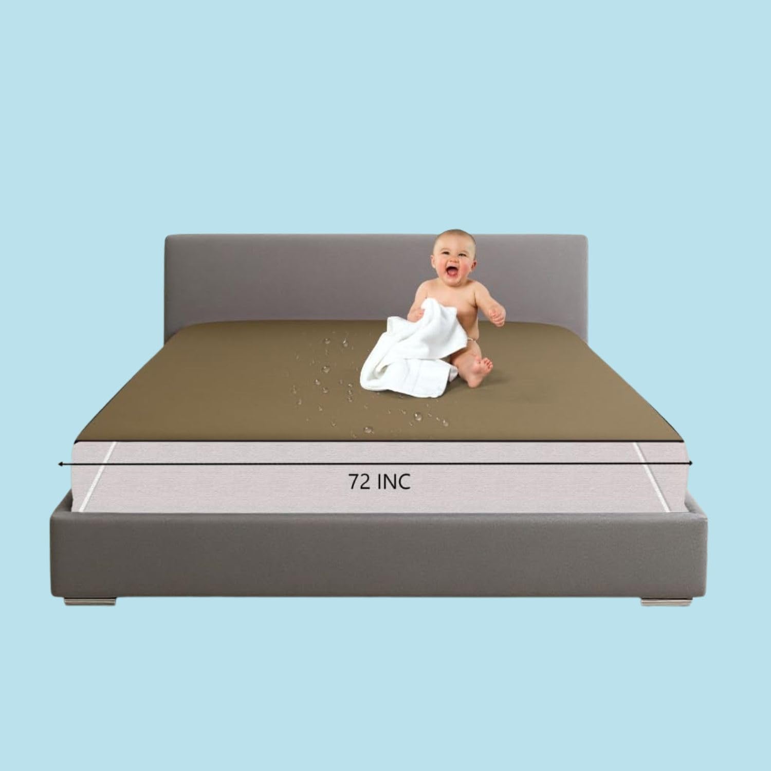 Waterproof Mattress Protector Light Brown Cotton Terry Premium King Size Bed Cover-picture-21
