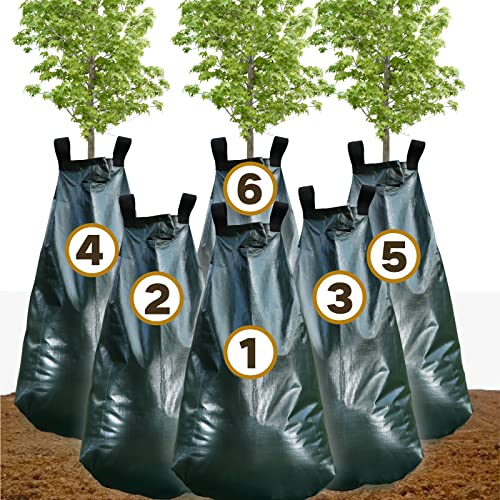 ZIFUNY 6 Pack 20 Gallon Capacity Watering Bags for Plant, 6-8 Hours Slow Release Tree Water Bags, Reusable Tree Watering Bag, Premium PVC Irrigation Bags, Sapling, Plant