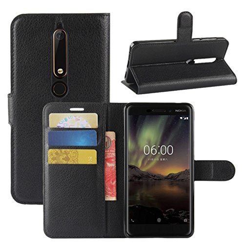 HualuBro Coque Nokia 6.1, Etui Housse à Rabat en PU Cuir Flip Leather Case Cover Antichoc Portefeuille Protection Stand Coque avec Slots de Cartes pour Nokia...