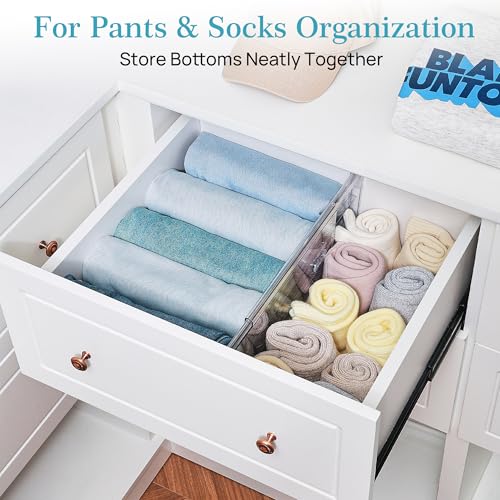 Vtopmart 8 Pack Drawer Dividers for Clothes, 6" High 12.8"-22.3" Adjustable Expandable Dresser Drawer Organizer, Clear Plastic Separators for Dresser, Baby Clothing, Underwear, Cosmetic, Toiletries - Image 5