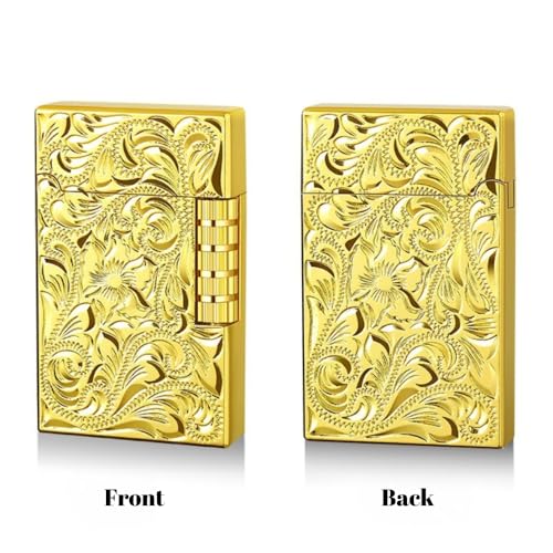 Image of Smoke King Sanji Retro Gas Lighter Pulley Ignition Lighter, Soft Flame Refillable Lighter, Collection & Gifting (Gold)