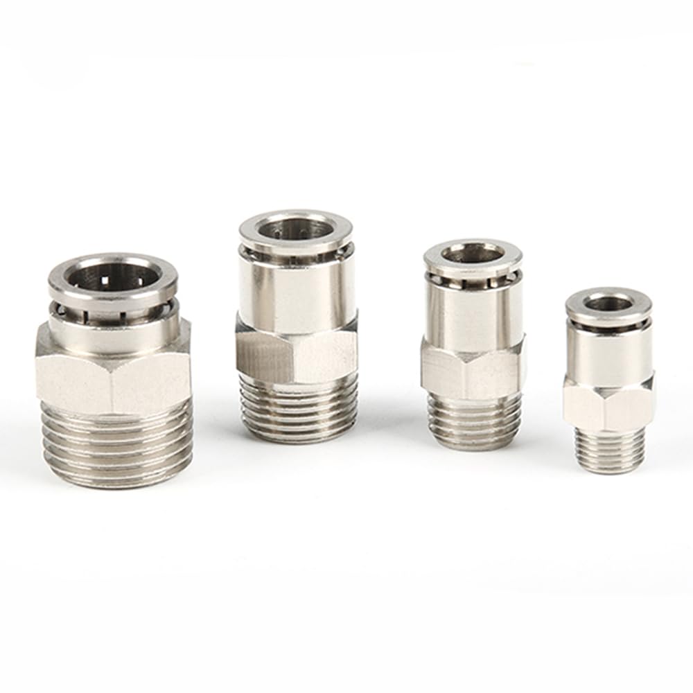 Industrielle BSPT-Schnellkupplungen – 5 Stück pneumatische Messingverschraubungen for 4–12 mm Schläuche und 1/8 bis 1/2 Gewinde(Pc10-04)