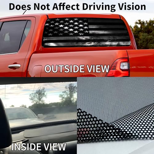 Image of Back Window Decals for Trucks - 65x17.3 in American Flag Window Decal Rear Window Decals for Truck Decor, Creative Truck Rear Window Decal for Personalized Decoration - AFD-12-S