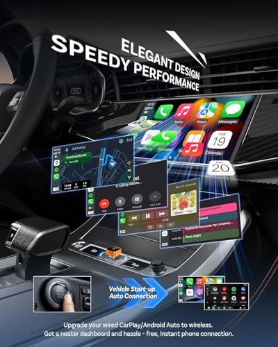 Image of 2026 Aimoon Mini Wireless CarPlay Adapter Upgrade Wired to Wireless for CarPlay & Android Auto Plug and Play Fast Auto-Reconnect Stable Control Zero Delay Car Play for iPhone iOS 10+ Android 11+