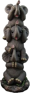 DWK 10" See No Evil Pachyderms Stacking Baby Elephants See Hear Speak No Evil Decorative Statue Collectible Figure for Home and Office
