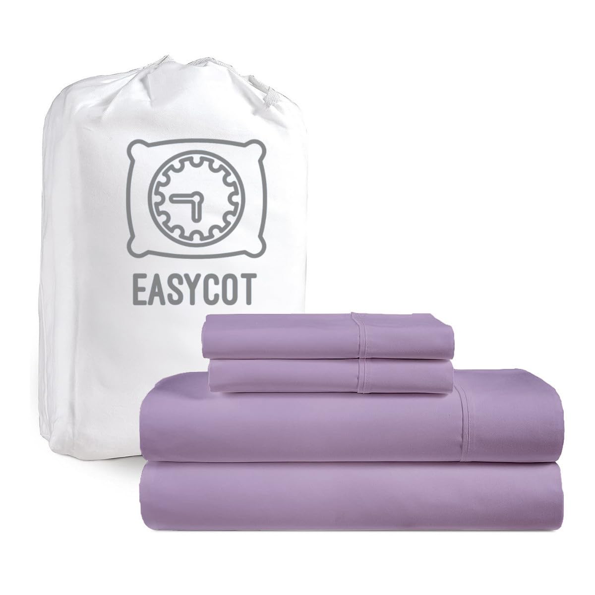 EASYCOT 6 Piece- Bed Sheet Set-Fitted Sheet Flat Sheet & 4pc Pillowcases 100% Egyptian Cotton Luxurious Sateen Weave Bedding Set With 30CM Deep Pocket (Single,Lavender)