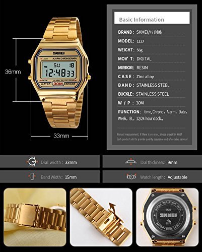 MASTOP Unisex Square Digital Watch Multifunctional Stopwatch Alarm Backlight Water Resistant Electronic Watch4