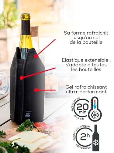 Peugeot - Verfrissende frizz - voor verse champagne of wijn in 20 minuten - Houdt de frisheid gedurende 2 uur - Gemakkelijk te reinigen stof - Geschikt voor alle flessen - Kleur Zwart - Afbeelding 4