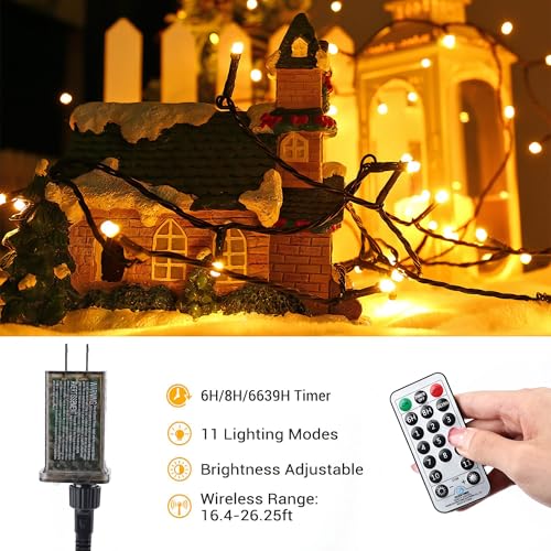 Image of Brizled Color Changing Christmas Lights, 65.67ft 200 LED 11-Function Warm White & Cool White LED Lights String, Dimmable 29V Safe Adapter Christmas Tree Lights with Remote for Xmas Tree Party Decor