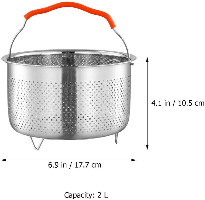 Stainless Steel Steamer Basket 6.96 Inch Kitchen Food Steaming Rack for Rice Vegetables Seafood Cooking Insert Home Restaurant