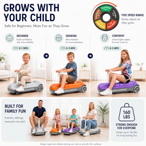 Image of KIDSCLEANCAR: Portable Go Kart, 12v Race Car Ride, Variable Speed for Ages 2-8, Every Kid Can Choose Their Own Speed