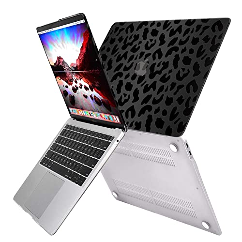 Gabraden Compatible With Macbook Pro 13 Inch Case,2020-2016 Release(A2338 M1 /A2159/A2251/A2289/A1989/A1706)With Touch Id And 2 Pack Keyboard Protectors,Laptop Hard Shell（Black Leopard Cheetah Print） #TOP5