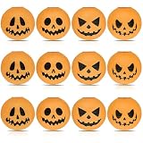12 Inches 12 Pack Halloween Jack-O-Lantern Paper Lanterns , Halloween Pumpkin Hanging Paper Lantern for Home Outdoor Decoration Party , Multi-Style
