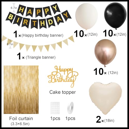 Image of Black Gold Birthday Decorations,Birthday Balloons Set
