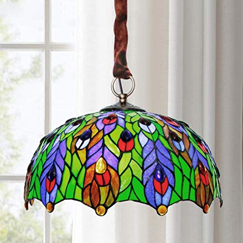 Lustre en vitrail rétro réglable pour éliminer la lumière agressive du salon E27
