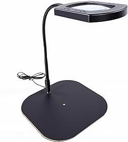 Bewinner Lâmpada Lupa 10X Com Suporte | Lupa LED Iluminada para Trabalho Próximo, Pescoço de Ganso Flexível para Pintura de Costura Artesanal