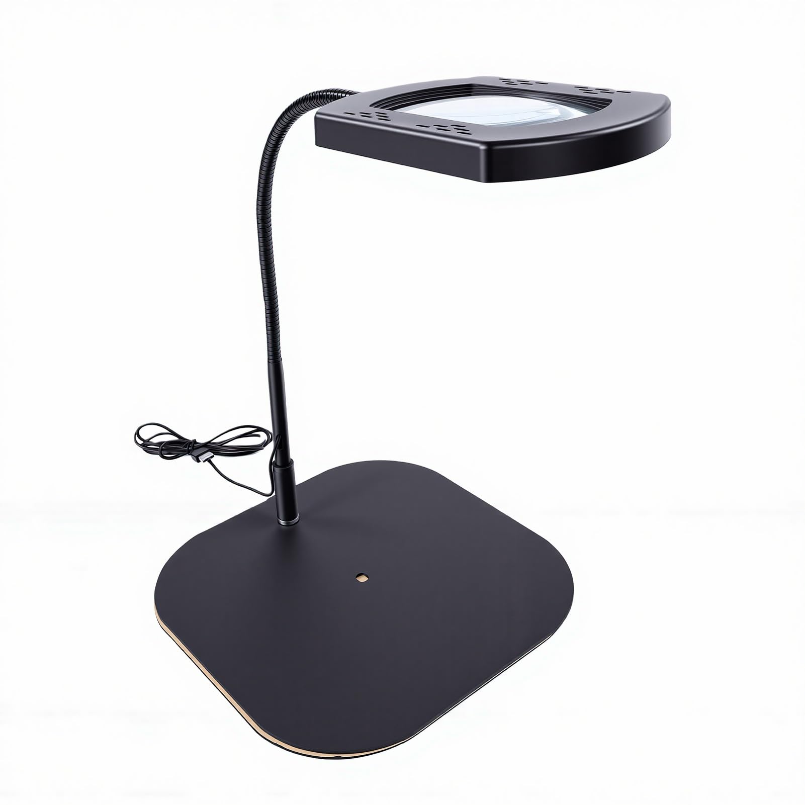 Fockety Lámpara de aumento con luz, lupa flexible de cuello de cisne 10X con soporte y pinza, lámpara de escritorio LED para lectura, manualidades, pintura, trabajos de precisión