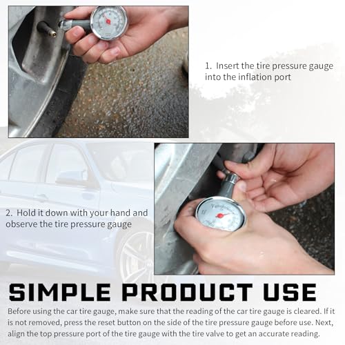 Image of 1 PC Car Tire Pressure Gauge, 28-35 lbs Alloy Portable Mechanical High-Precision Deflated Multi-Functional Tire Pressure Gauge, Detection Accessories, for Cars, Bicycles, Motorcycles (Silver)