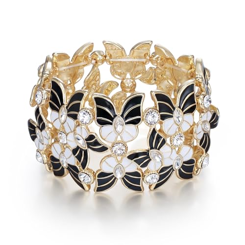 Clearine Bracciale elastico da donna con cristallo smeraldo taglio per matrimonio ospite ballo, Cristallo