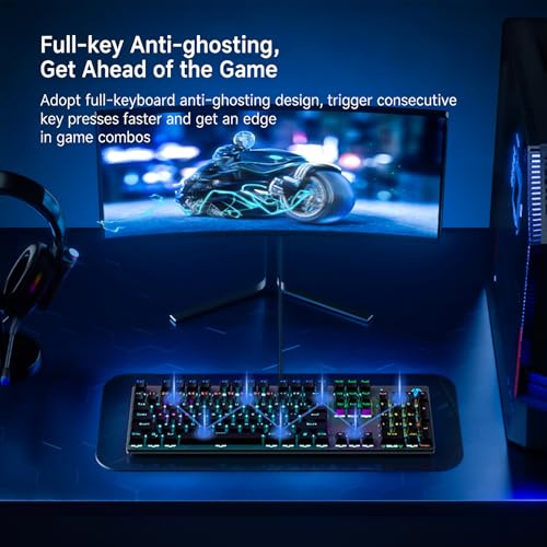 Image of HP GK400F Wired Mechanical Keyboard (Office /Gaming Dual-Use) - USB Wired Connection, Silver&Gunmetal&Black Color Scheme, 104-Key Layout, Brown Switches, Mixed-Color Lighting, Top-Printed Keycaps,