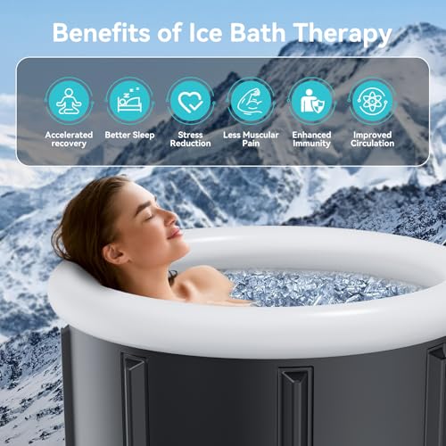 HOROW Ice Bath Cold Plunge Tub with Cover, Multiple Layered Portable Ice Bath Plunge for Cold Water Therapy and Recovery, Indoor & Outdoor Use for Athletes & Adults, 100 Gallons, Black, Round by HOROW - Image 2
