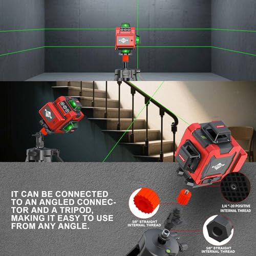 Image of WEIDDW Laser Level with Tripod, Self Leveling Laser Level 4x360, Green Line Laser 4D Laser Leveler Tool with 2Pcs Lithium Batteries for Picture Hanging, Tile, Home Renovation, (SizeXL)