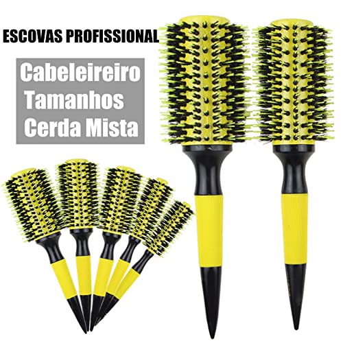 Miniatura 5 de Cepillo redondo de cerdas de jabalí para secar el cabello, peinado redondo, cepillo de pelo para masa de cabello, rodillo Quiff, cepillo para rizar,