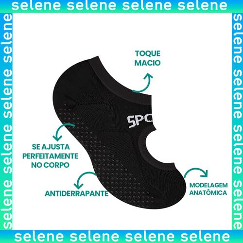 Meia Sapatilhas Feminina Antiderrapante Yoga Pilates Selene | Preto | 34-38