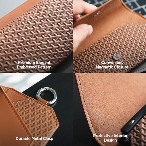 Image of VULKIT Portable Leather Eye Glasses Case for Women & Men, Slim Sunglass Case, Unisex Eyeglass Case