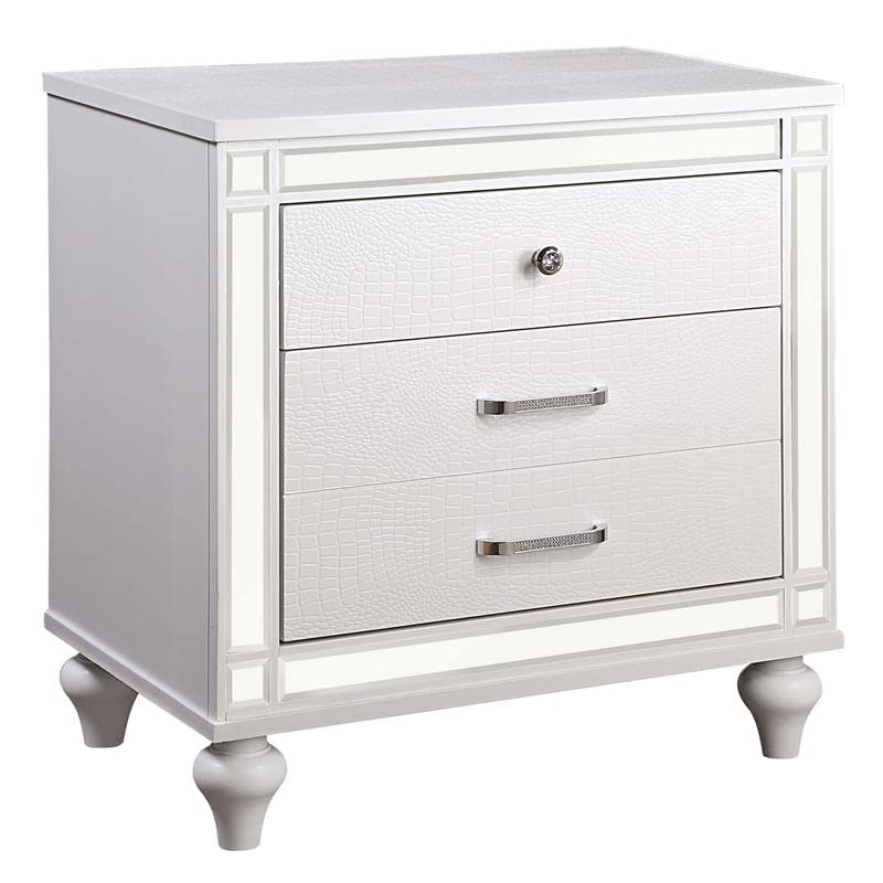 Furniture of America Xulu Contemporary Solid Wood 2-Drawer Nightstand in White