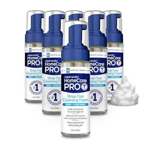 Image of Welmedix No Rinse Cleansing Foam - Rinse Free & Waterless Body Wash, 3-in-1 Shampoo & Foaming Cleanser, Hospital Grade & pH Balanced - Pack of 6